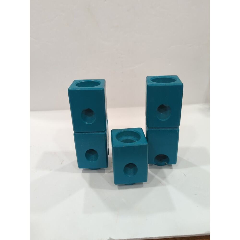 Hape Quadrilla Wooden Marble Run Replacement Lot Of‎ 5 Turquoise Blocks